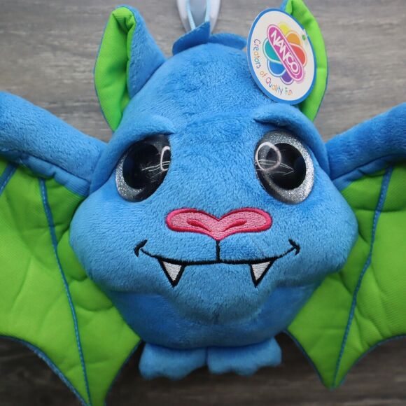 Nanco 8" Bat Halloween Plush Stuffed Animal Blue Green - Picture 2 of 12